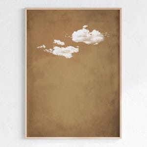 Latte Brown Cloud Wall Art, Minimalist Chocolate Brown Wall Art, Abstract Art Print, Vintage Cloud Artwork, Printable Digital Download