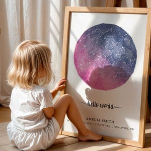 Personalised Baby Star Map Print, Custom Newborn Gift, Night Sky Keepsake, Gift For New Parents, Baby Shower Favours, Printable Nursery Art