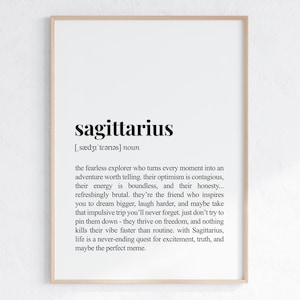 Znak zodiaku Strzelec Zabawna definicja wydruku, sztuka astrologii, zabawny prezent urodzinowy, plakat słownika sarkastycznego, do wydrukowania w wersji cyfrowej