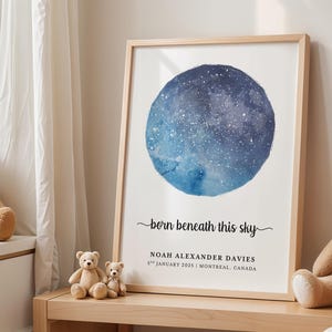 Personalised Baby Star Map Print, Custom Newborn Gift, Night Sky Keepsake, Gift For New Parents, Baby Shower Favour, Printable Nursery Decor