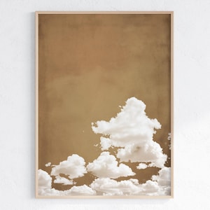 Latte Brown Cloud Wall Art, Minimalist Chocolate Brown Wall Art, Abstract Art Print, Vintage Cloud Artwork, Printable Digital Download