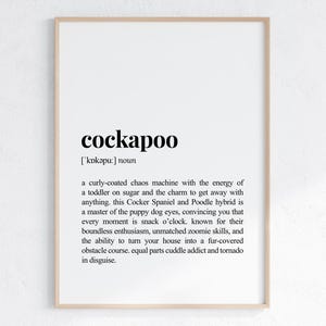 Cockapoo Funny Definition Print, Cheeky Gift For Dog Parent, Dog Lover Art, Humorous Dictionary Poster, Printable Digital Download