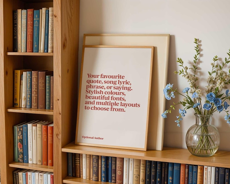 Custom Quote Print | Personalised Poem, Song Lyric, Phrase or Saying | Framed or Unframed Poster, Canvas or Sign | Retro Typography Art