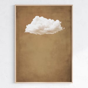 Latte Brown Cloud Wall Art, Minimalist Chocolate Brown Wall Art, Abstract Art Print, Vintage Cloud Artwork, Printable Digital Download