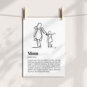 Definizione di mamma Stampa, regalo significativo per la mamma, regalo sentito per la festa della mamma, idea regalo di compleanno per la mamma, poster di definizione in stile dizionario
