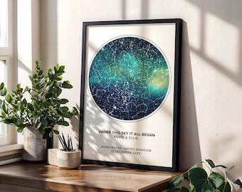 Custom Star Map Print, Night We Met Anniversary Gift, Night Sky Print, Star Map Poster, Wedding Gift, Constellation Print, Personalised Gift