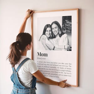 Impressão personalizada de definição de mãe com foto personalizada, presente de última hora para o dia das mães, presente sincero para o aniversário da mãe, download digital