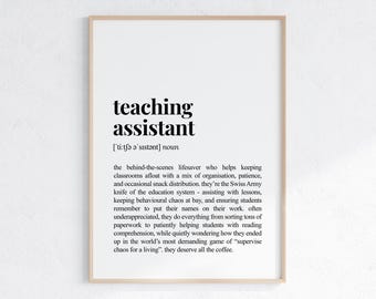 Teaching Assistant Definition Print, Funny Gift For Teacher Assistant, Sarcastic Dictionary Poster, Printable Digital Download