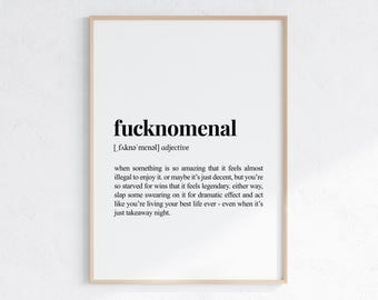 Fucknomenal Definition Print, Funny Gift For Best Friend, Sarcastic Dictionary Poster, Inappropriate Terminology, Printable Digital Download