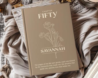 50th Birthday Gift: Birth Month Flower Journal With Custom Name, A5 Hardcover Notebook