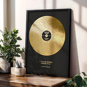 Benutzerdefinierte Schallplatte Folie Druck, gerahmte Songtexte Druck, Unser erster Tanz Texte, personalisiertes Hochzeitsjubiläum Geschenk für Eltern