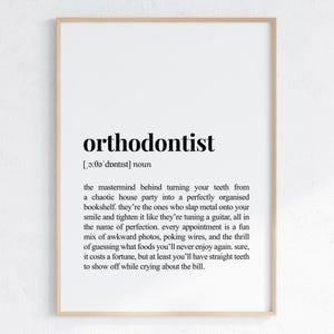 Orthodontist Funny Definition Print, Cheeky Gift For Orthodontist, Humorous Dictionary Poster, New Job Gift, Printable Digital Download