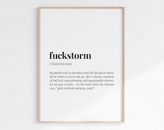 Fuckstorm Definition Print, Funny Gift For Best Friend, Sarcastic Dictionary Poster, Inappropriate Gifts, Printable Digital Download