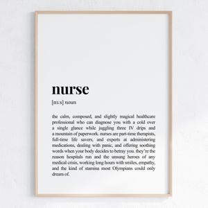 Nurse Definition Print, Funny Gift For Nurse, Sarcastic Dictionary Poster, Nurse Birthday Gift, Nurse Printable Wall Art, Digital Download