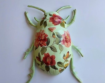 Flower Beetle, Sculpture Beetle, Home Decor, Interior Insect sculpture, Beetle Figurine,Magical Handmade Beetle, Wall decor, Gift for her