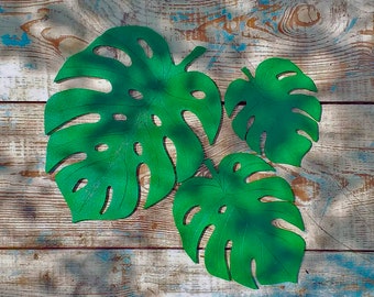 Monstera Leaf Handmade from Wood, Tropical Leaf,  Wall Hanging, Monstera Wall Decor, Home Decor, Green Leaf, Wood Monstera Leaf