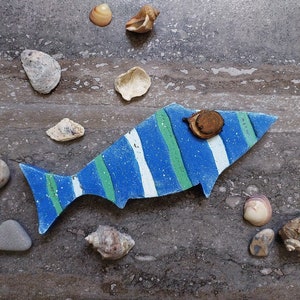Wooden Blue Fish   Wall Decor  Fish Decor  Painted Fish Decor  Fish Art  Sea Art  Fish Wall Sign