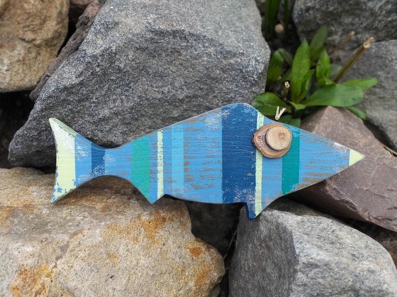 Wooden Fish Wall Decor Fish Decor Painted Fish Decor Fish Art Sea Art