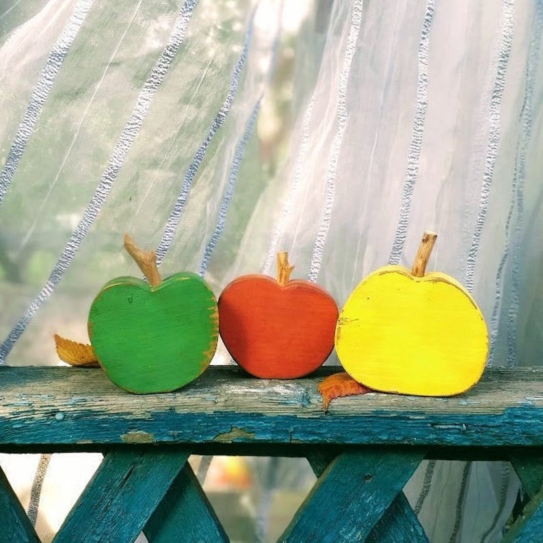 Apple Decor Fall Fruits Decor Wooden Apples Apple and Pear Etsy