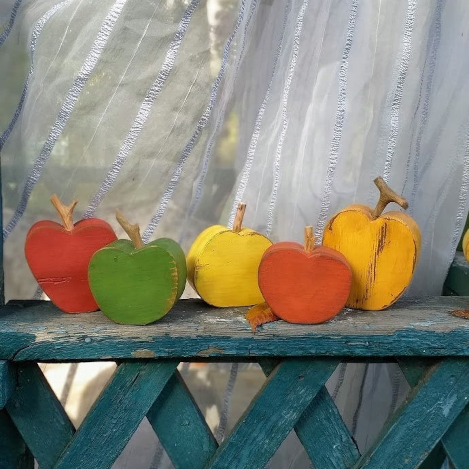 Apple Decor Rustic Red Apple Apple Kitchen Decor Farmhouse Wooden Apple