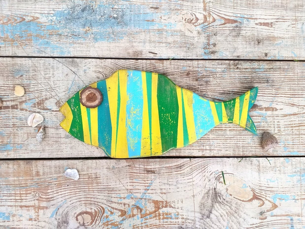 Big Tropical Fish, Fish Art, Painted Fish Art, Wood Fish Wall Hanging, Fish Decor, Fish Art Sea
