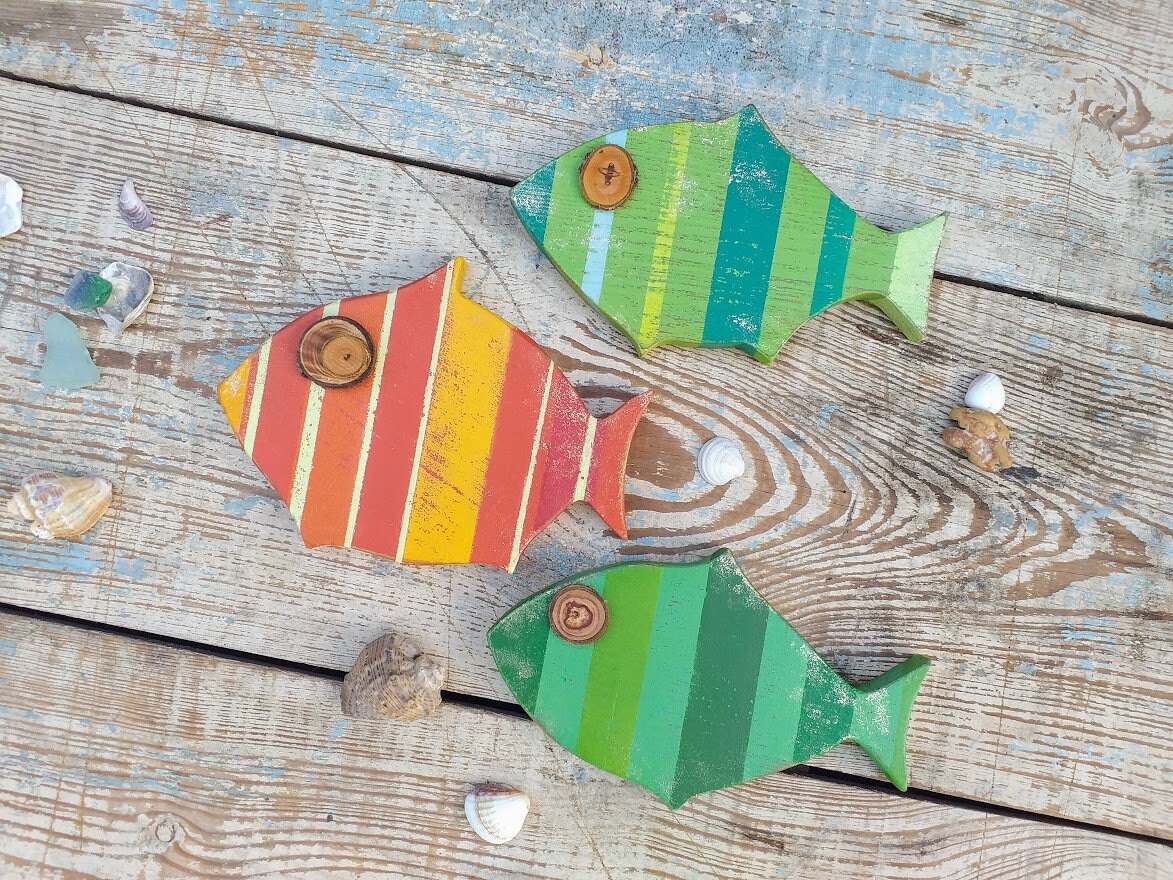 Fish Art Wooden Fish Wall Decor Fish Decor Fish Art Sea Etsy