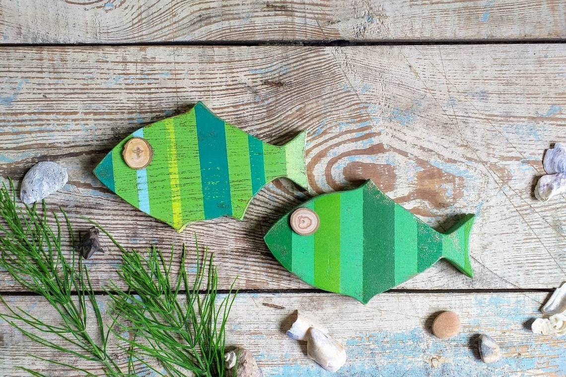 Fish Art Wooden Fish Wall Decor Fish Decor Fish Art Sea Etsy