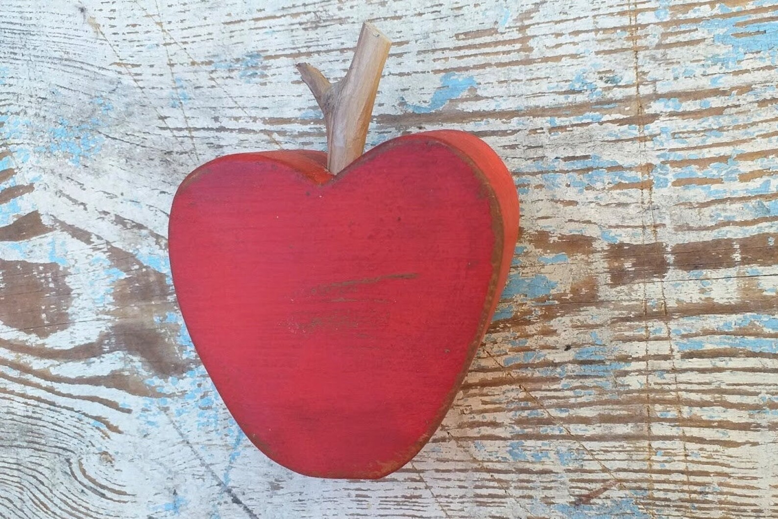 Apple Decor Rustic Red Apple Apple Kitchen Decor Farmhouse Wooden Apple