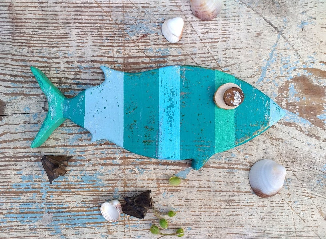 Fish Art Fish Wall Decor Wooden Fish Wall Hanging Beach Decor Etsy