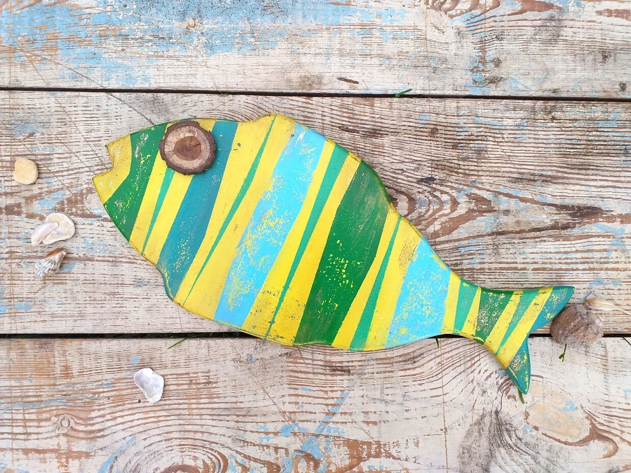 Big Tropical Fish, Fish Art, Painted Fish Art, Wood Fish Wall Hanging, Fish Decor, Fish Art Sea