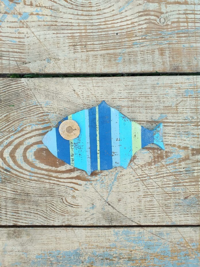 Fish Art Painted Fish Art Wood Fish Wall Hanging Fish | Etsy