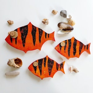 Set of 3 wooden fish, FishArt, WallDecor, Fish Art Sea, Tropical Fish Wall Art, Painted Fish Art, Wood Fish Wall Hanging, Gift, Nursery