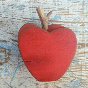 Apple Decor  Rustic Red Apple  Apple Kitchen Decor  Farmhouse Wooden Apple Nursery Decor Fall fruits decor Wooden Decor