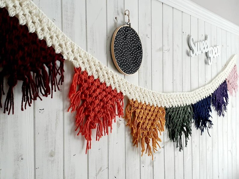 Crochet garland/Crochet banner/Baby nursery garland/Rainbow Etsy