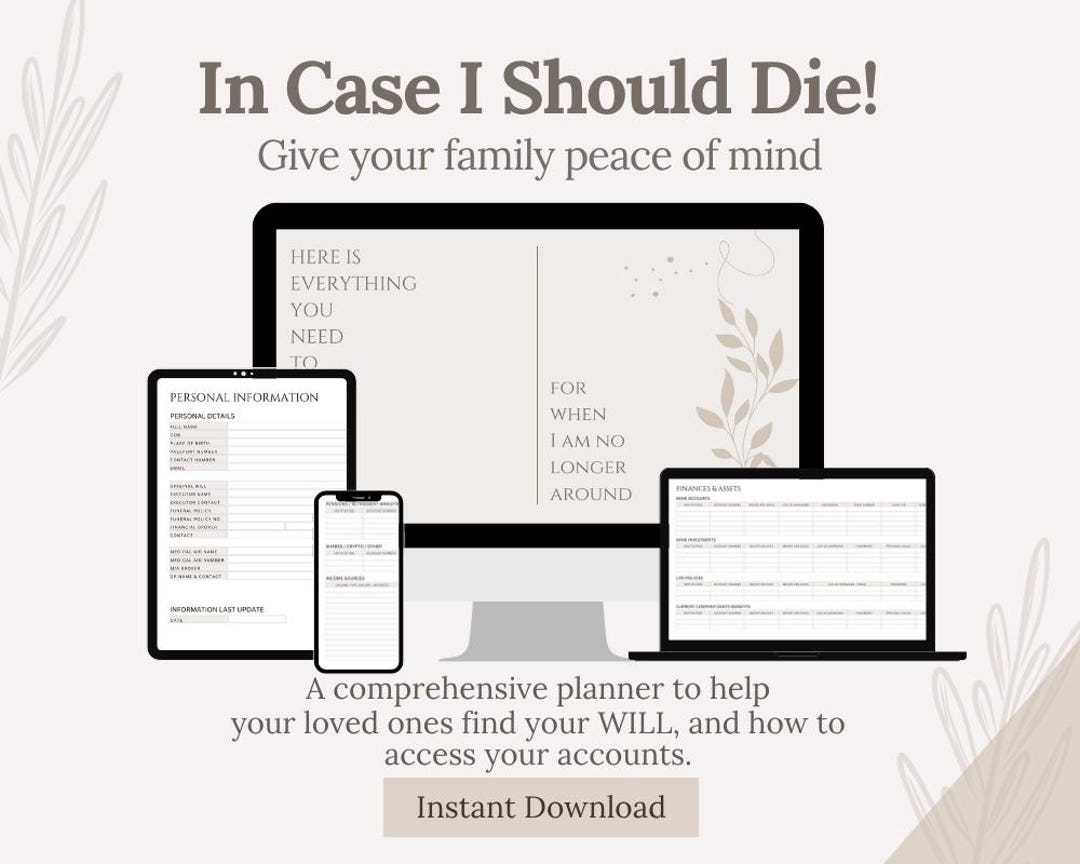 Nokbox Checklist.pdf In Case I Die Planner: End of Life Admin Organizer L Nokbox (printable ...
