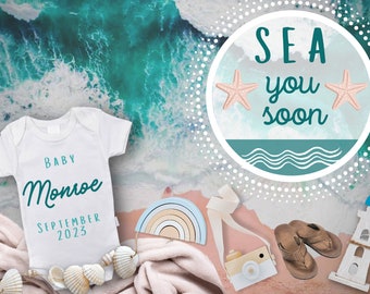 Digital Baby Announcement Social Media / Digital Pregnancy Reveal / Sailor Pregnancy / Beach Baby Announcement / Pregnancy Reveal