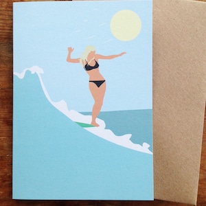 Surf Art Greetings Card Moonlit Surf