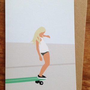 Surfen kunst groeten kaart Skate meisje tenen op de neus