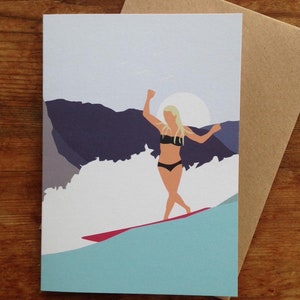 Surf Art Greetings Card Surf Girl