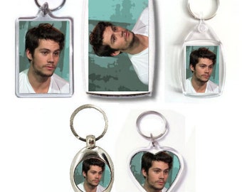 Dylan O&#39;Brien Photo Keyring Keychain Bag Tag Fan Art Gift (Small, Medium, Large Heart, Trolley)