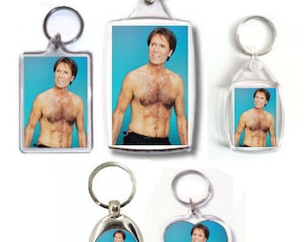 Cliff Richard Photo Keyring Keychain Bag Tag Fan Art Gift (Small, Medium, Large Heart, Trolley)