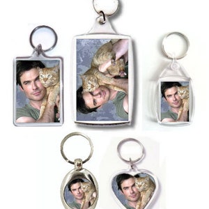 Ian Somerhalder Photo Keyring Keychain Bag Tag Fan Art Gift (Small, Medium, Large Heart, Trolley)