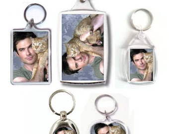 Ian Somerhalder Photo Keyring Keychain Bag Tag Fan Art Gift (Small, Medium, Large Heart, Trolley)