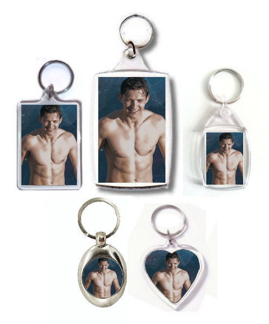 Tom Holland Photo Keyring Keychain Bag Tag Fan Art Gift (Small, Medium, Large Heart, Trolley)