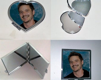 Pedro Pascal Make-Up Mirror Compact Photo Fan Art Gift