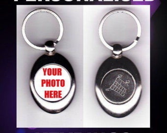 Custom Personalised Trolley Coin Token Keyring Photo Gift