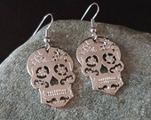 Sugar skull earrings, day of the dead, dia de los muertos, surgical steel earrings