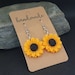 Sunflower earrings, flower earrings, hippy, flower power, surgical steel earrings 