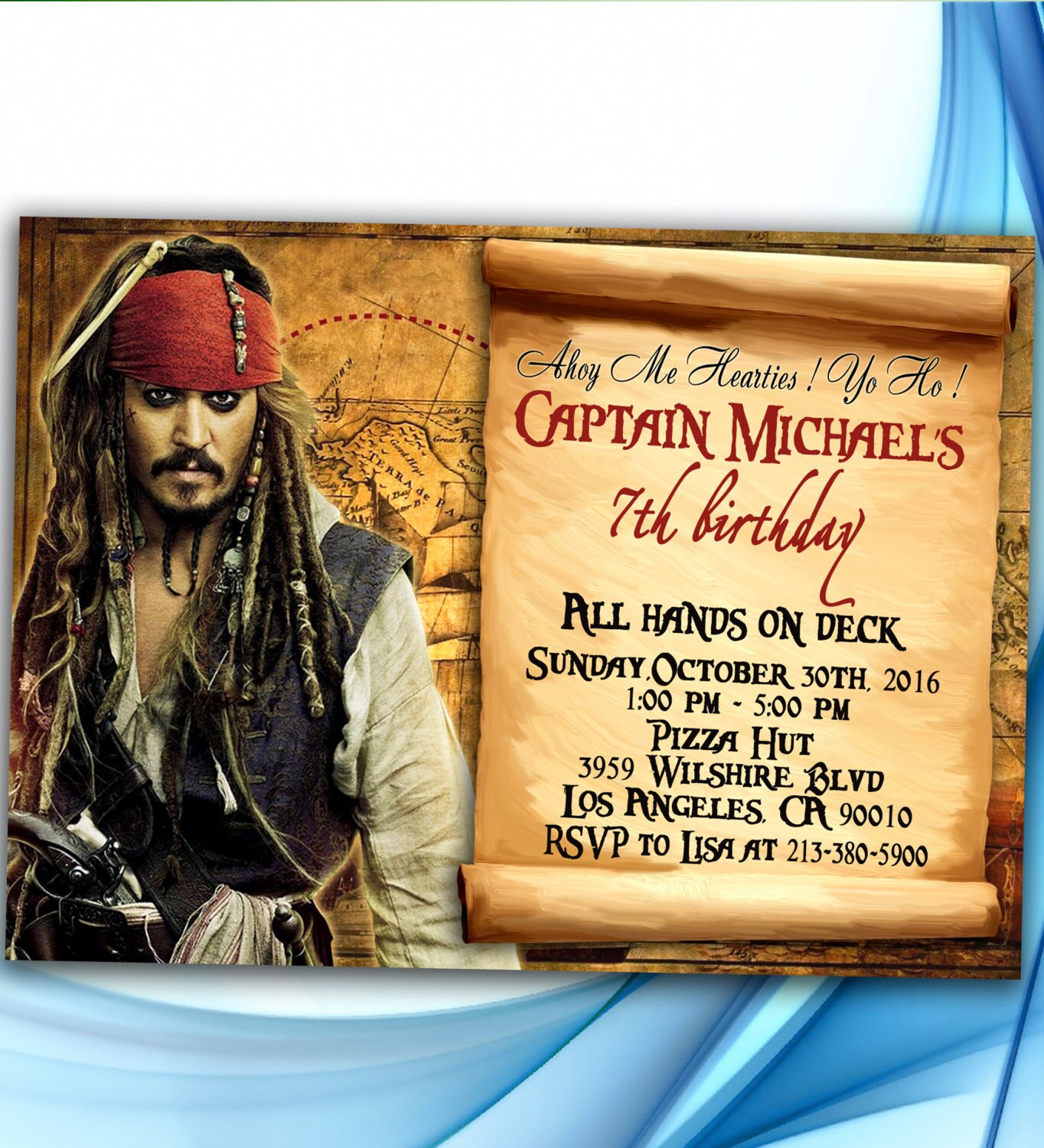 Pirates of the Caribbean Invitation Pirates birthday Pirates | Etsy