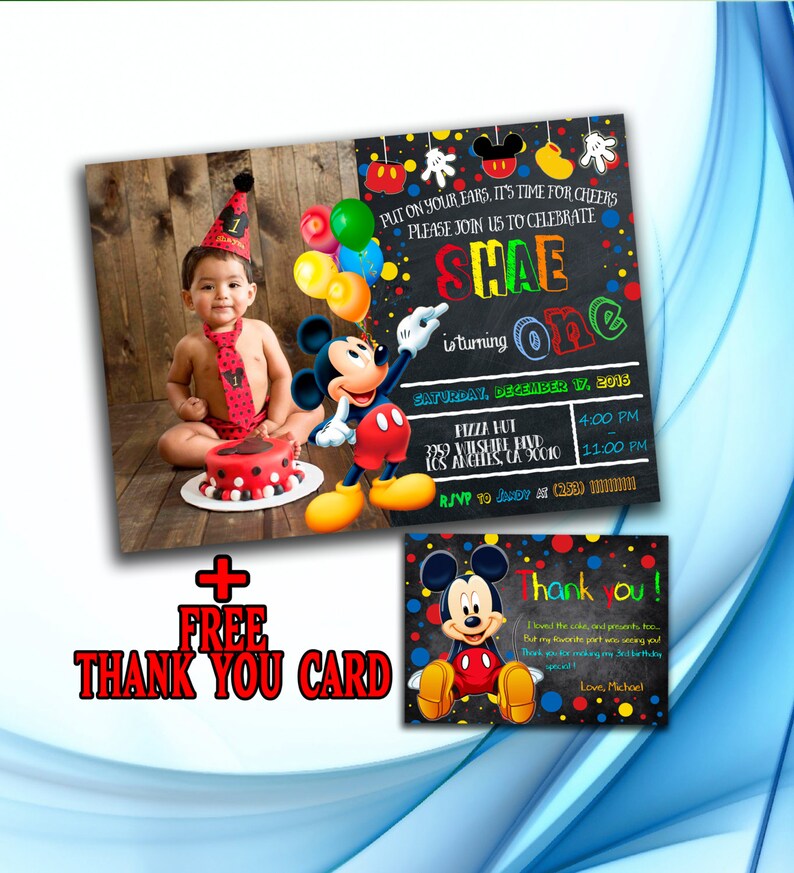 Mickey Mouse Invitation Mickey Mouse Birthday Invitation Etsy